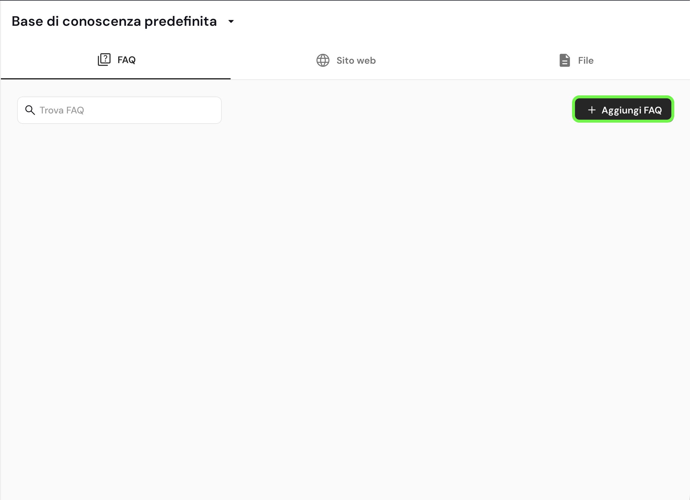 FAQ nella base di conoscenza di Keplero AI