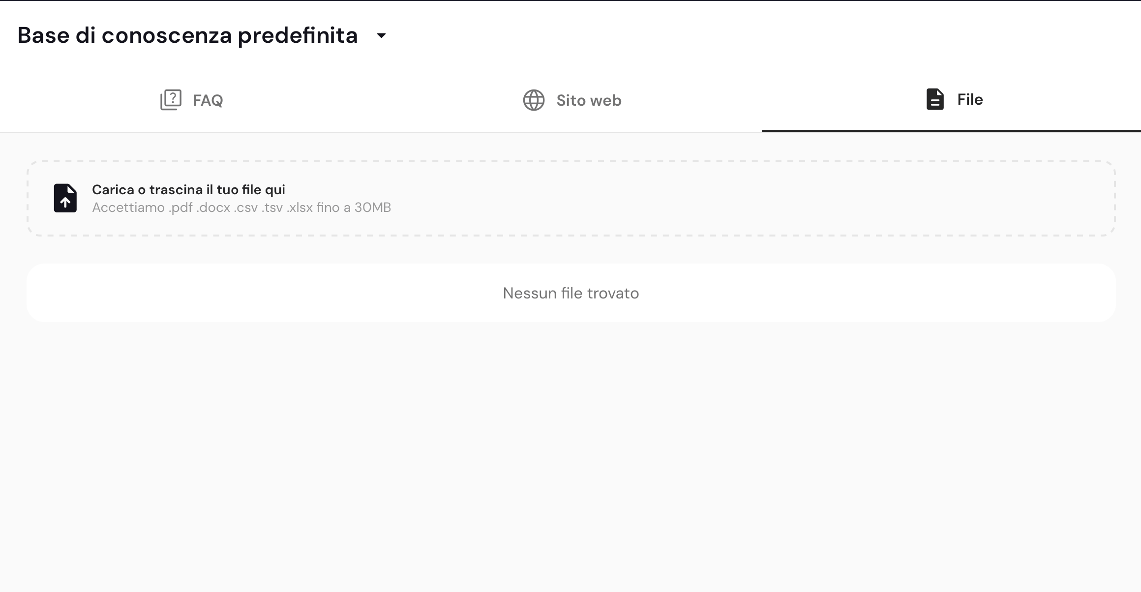 File nella base di conoscenza di Keplero AI