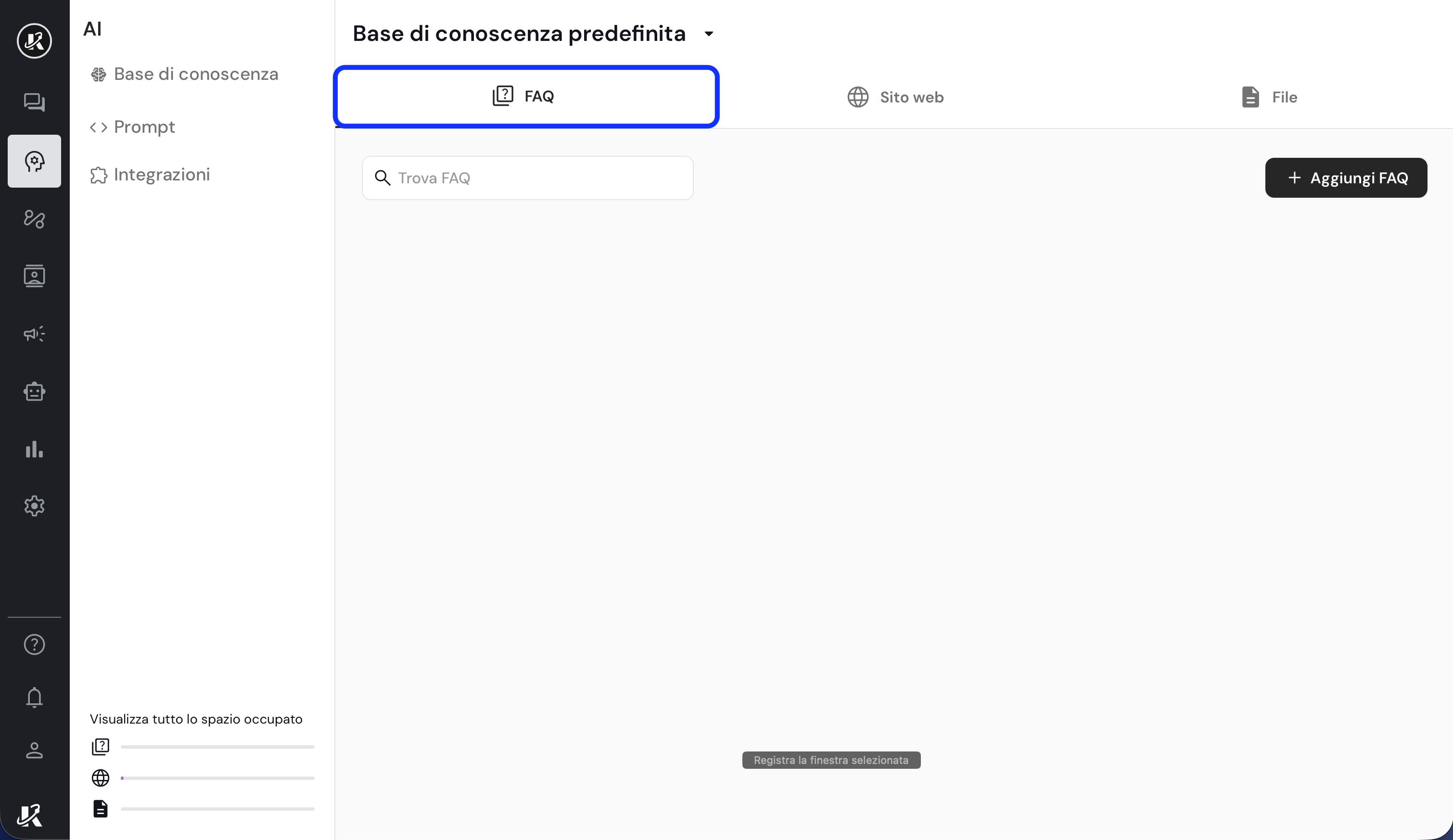 FAQ nella base di conoscenza di Keplero AI