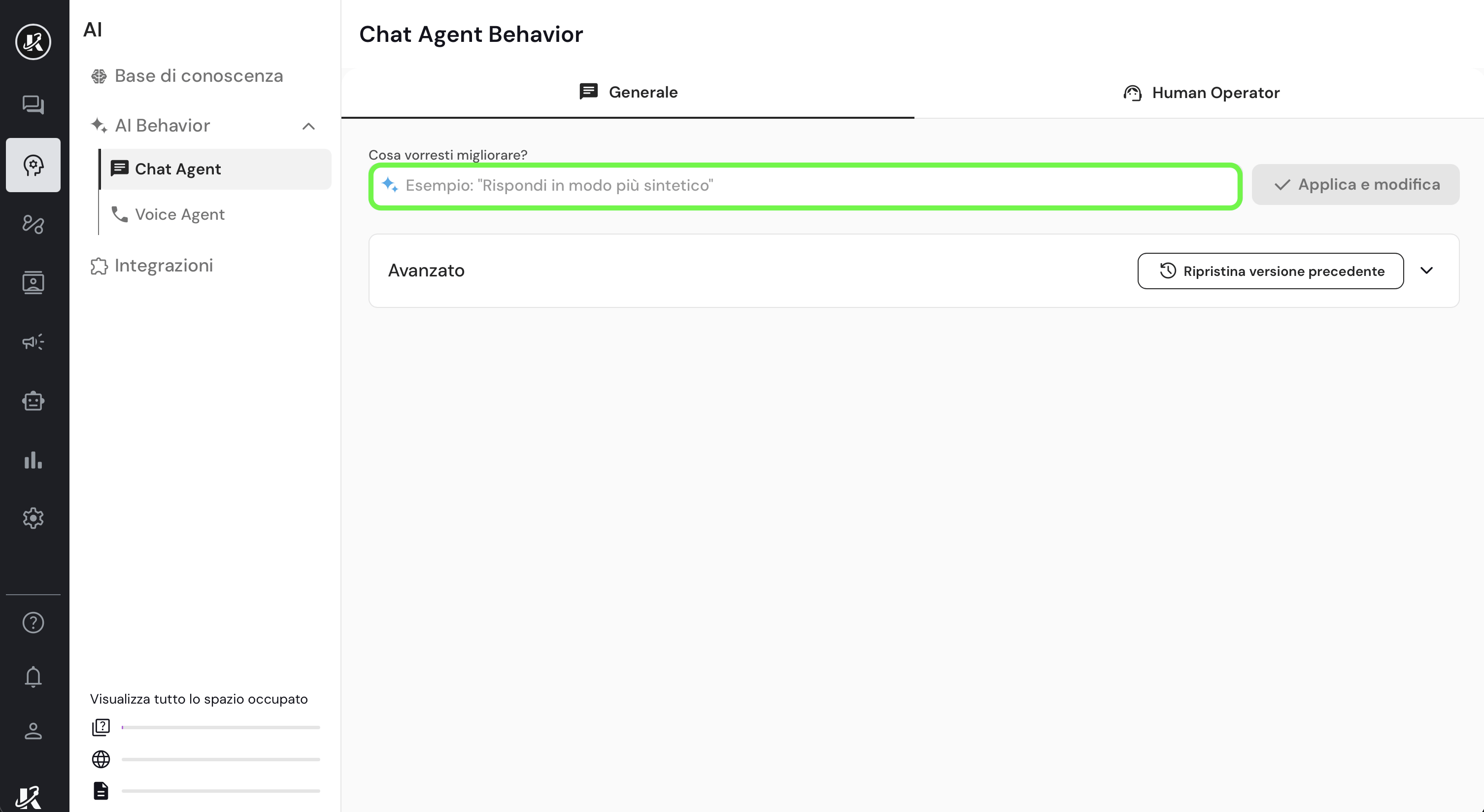 Vista della sezione Prompt nella dasbhaord di Keplero AI
