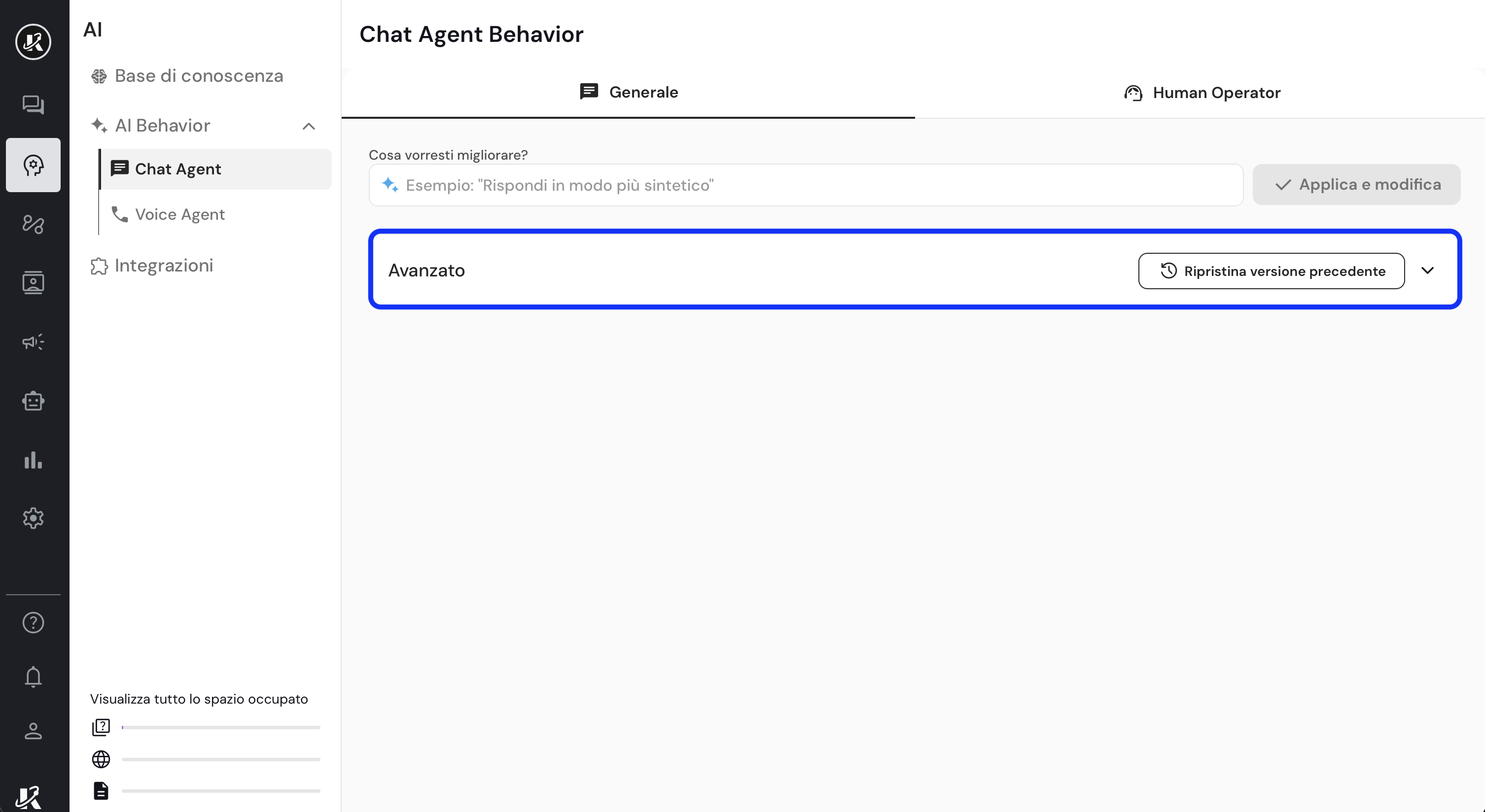 Vista della sezione Prompt nella dasbhaord di Keplero AI