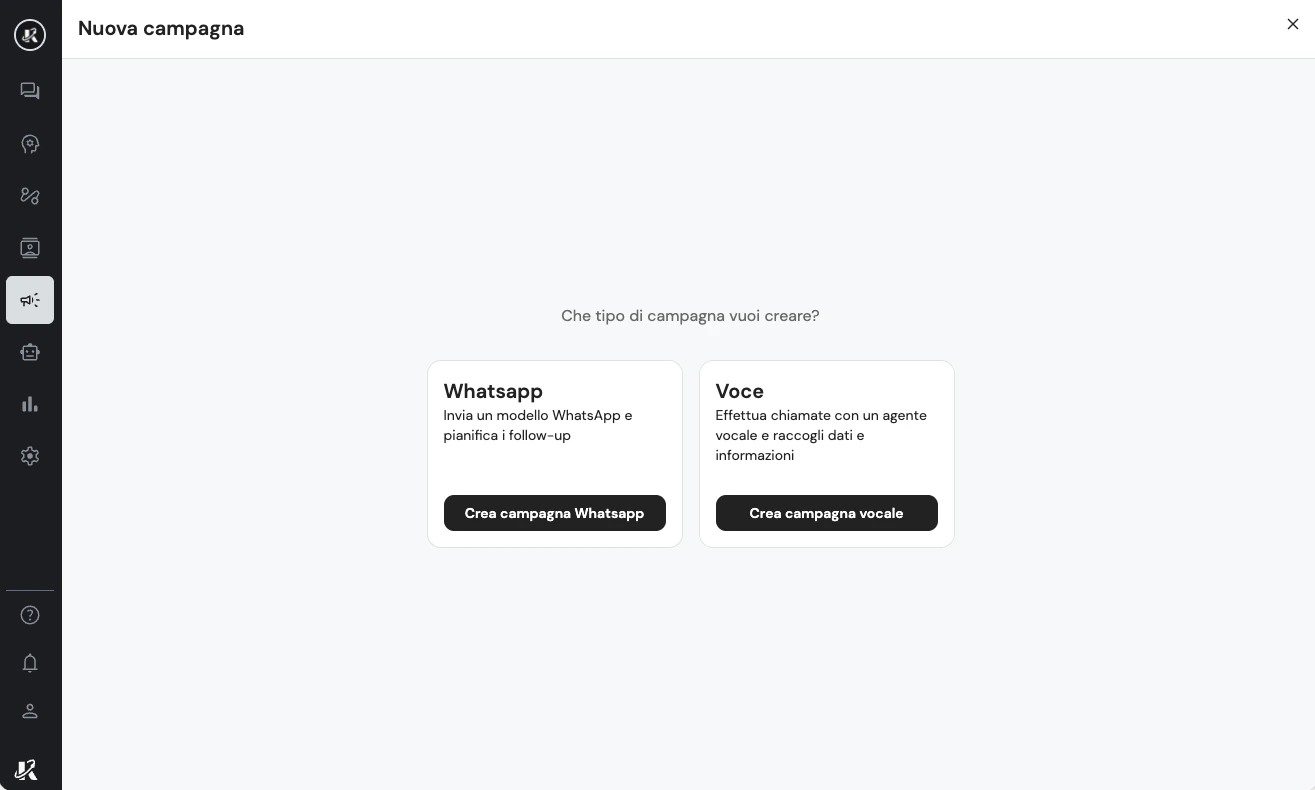 Scelta della modalità Campagna WhatsApp