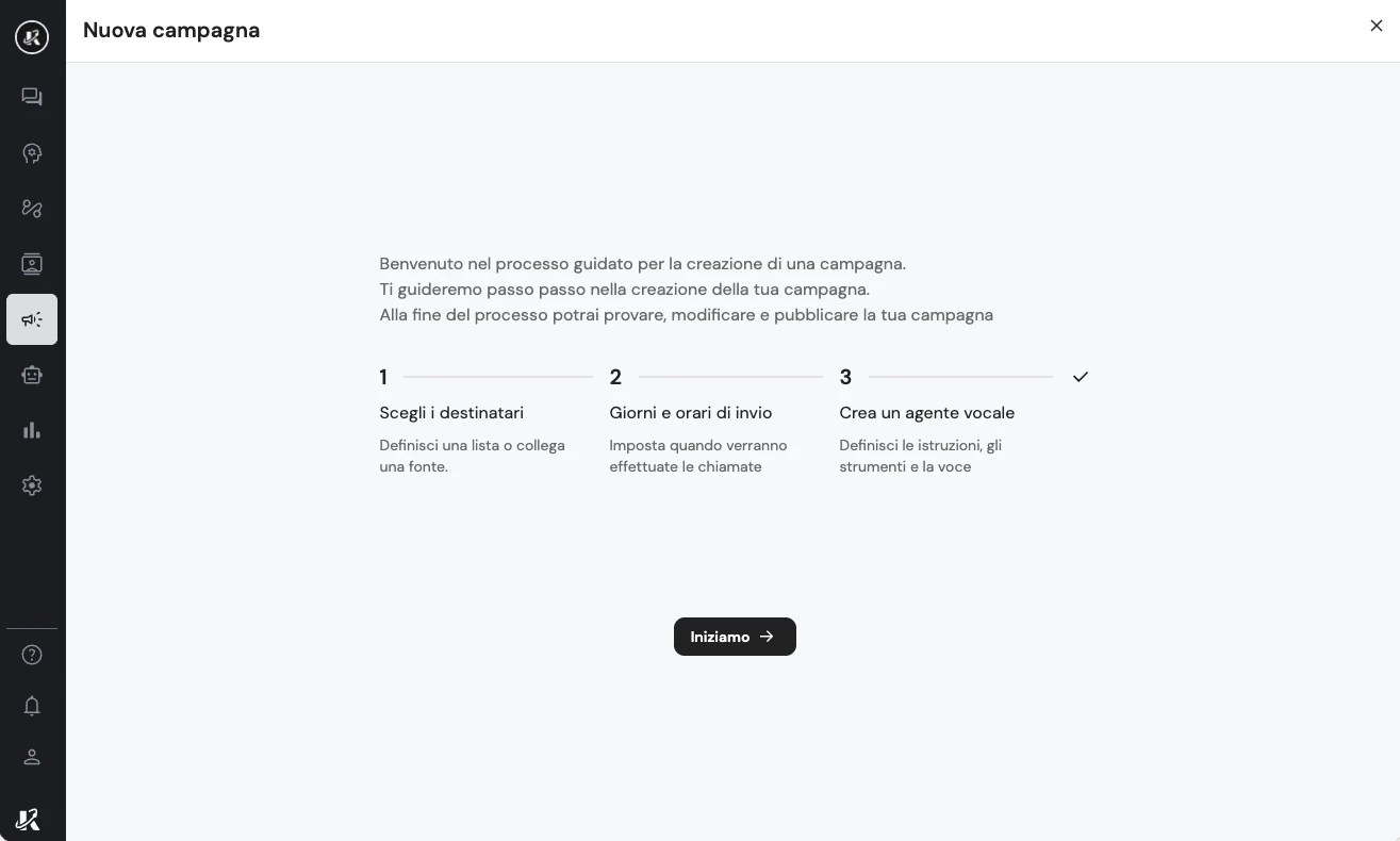 Inizio del processo guidato