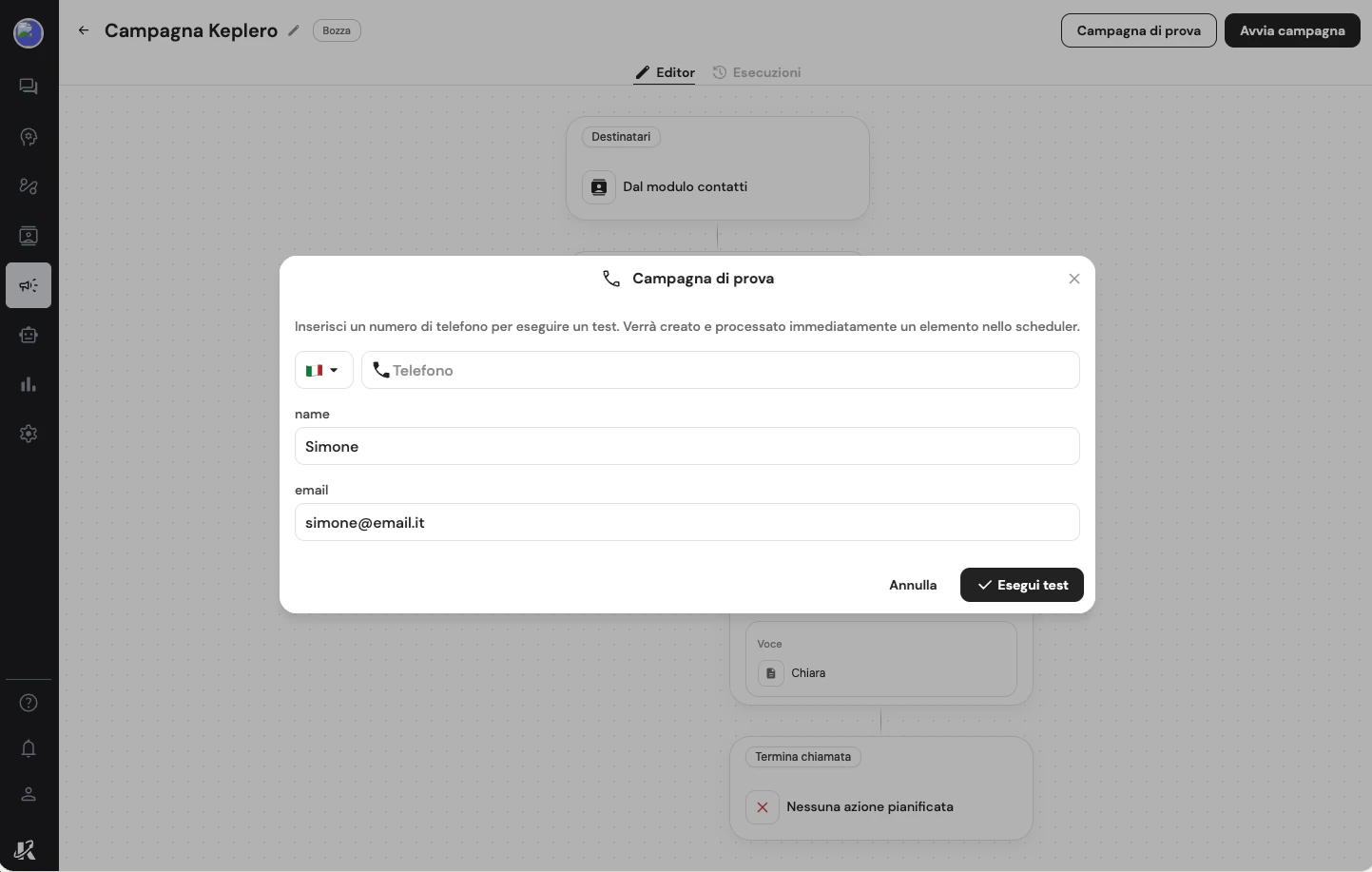 Attivazione della campagna
