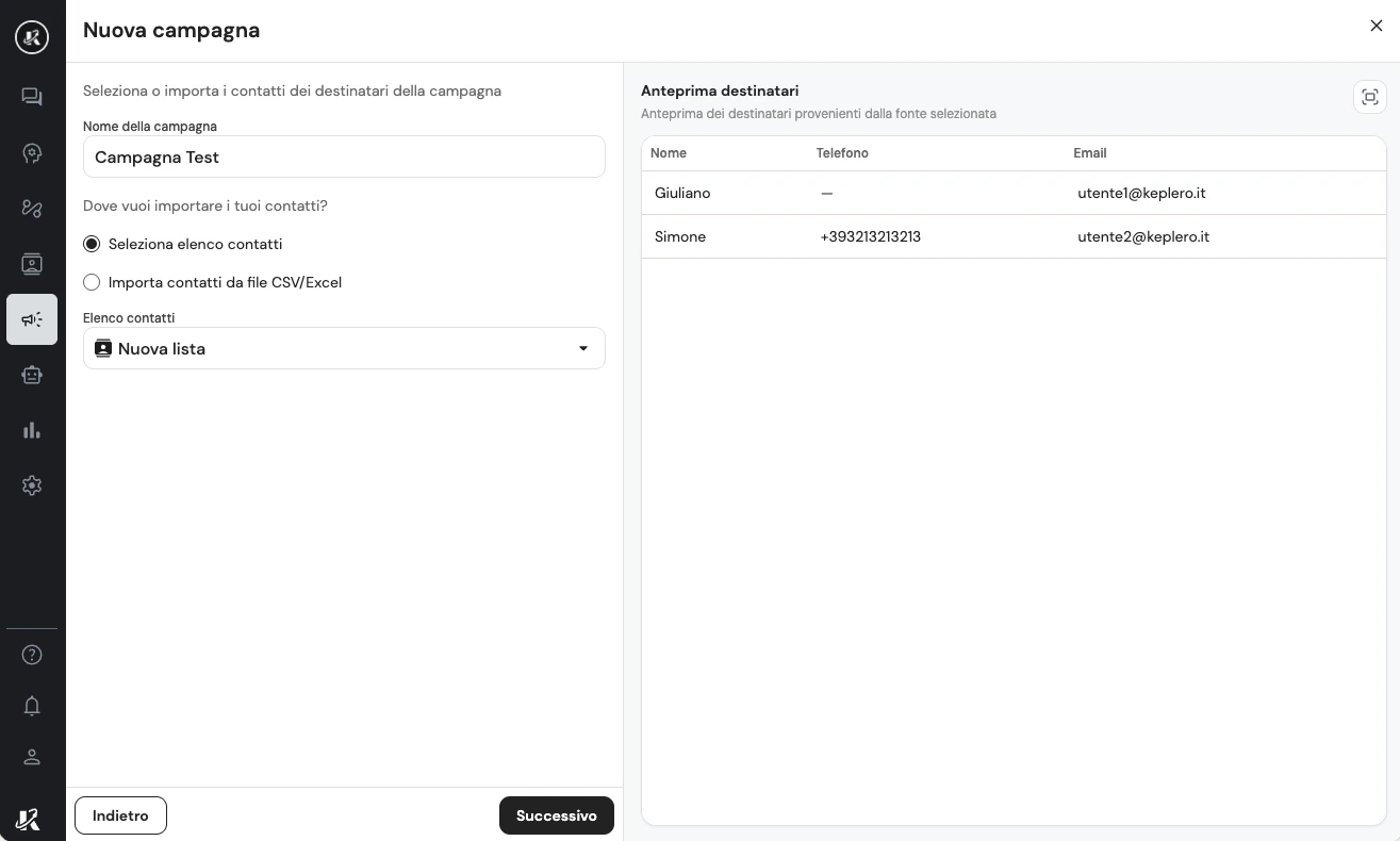 Configurazione della campagna