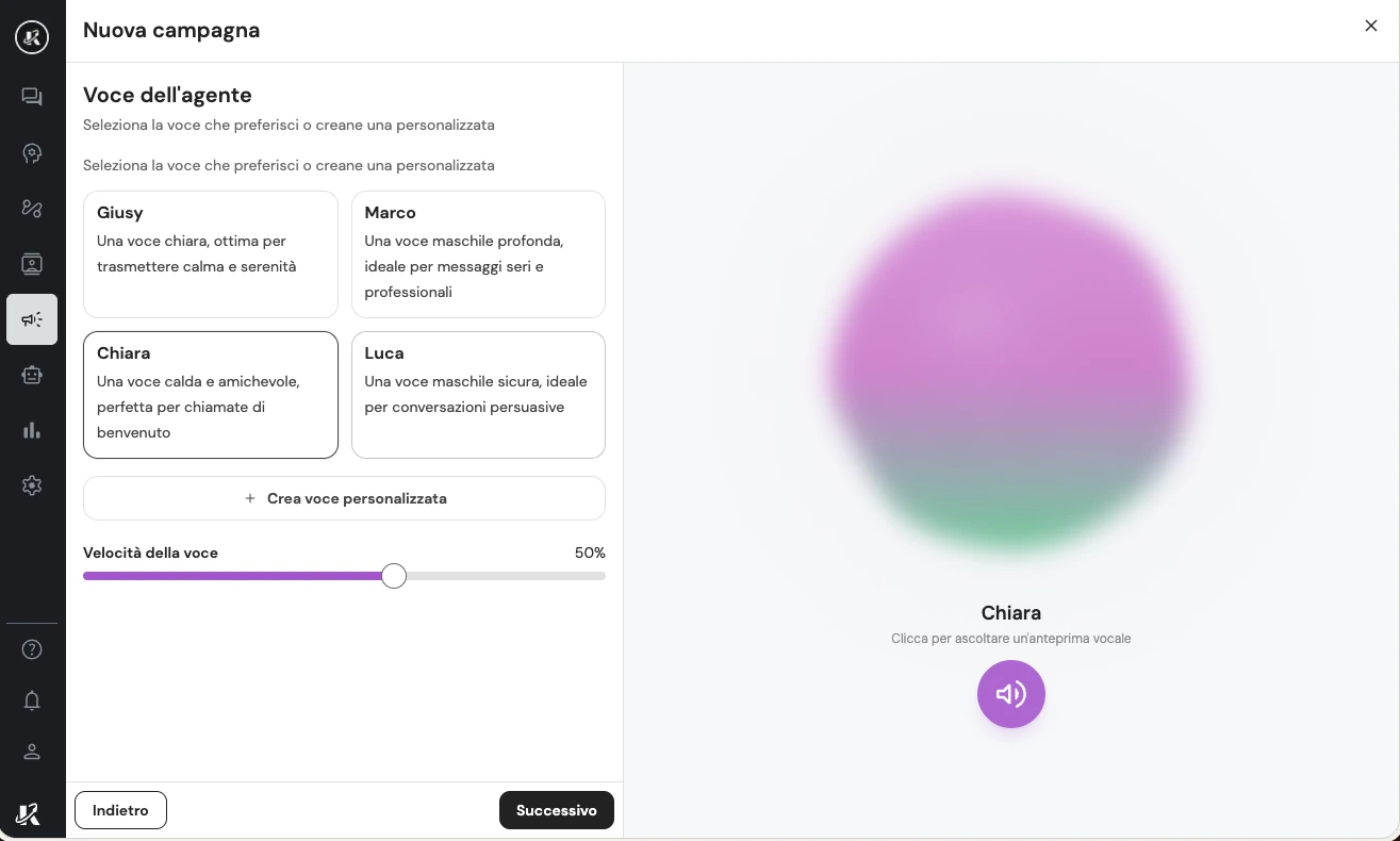 Selezione della voce dell'agente vocale