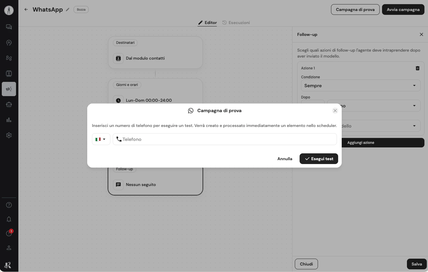Attivazione della campagna WhatsApp