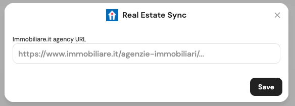 Inserimento URL agenzia immobiliare.it nella configurazione dell'integrazione