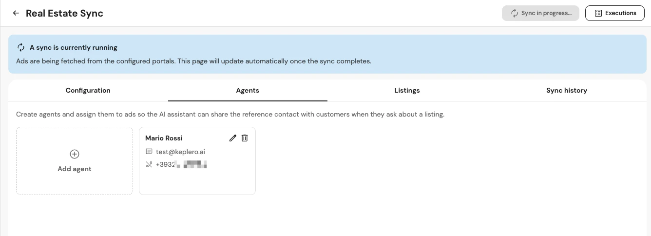 Scheda Agenti con creazione delle referenze degli agenti immobiliari