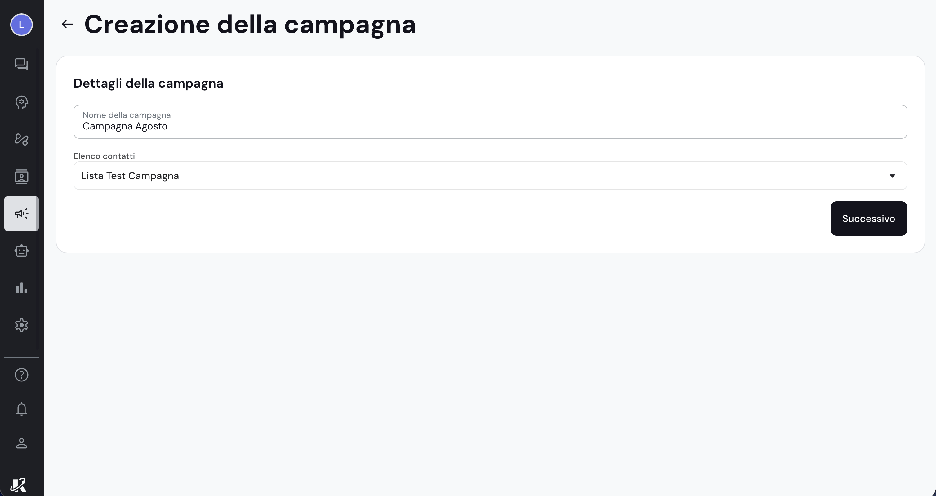 Creare una nuova campagna