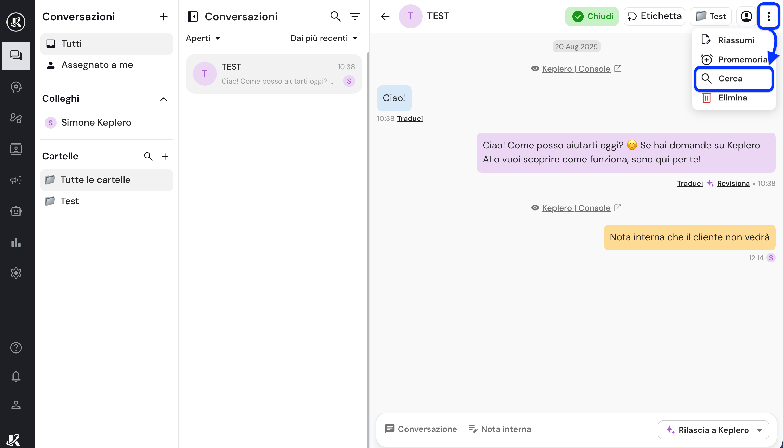 Ricerca per messaggi