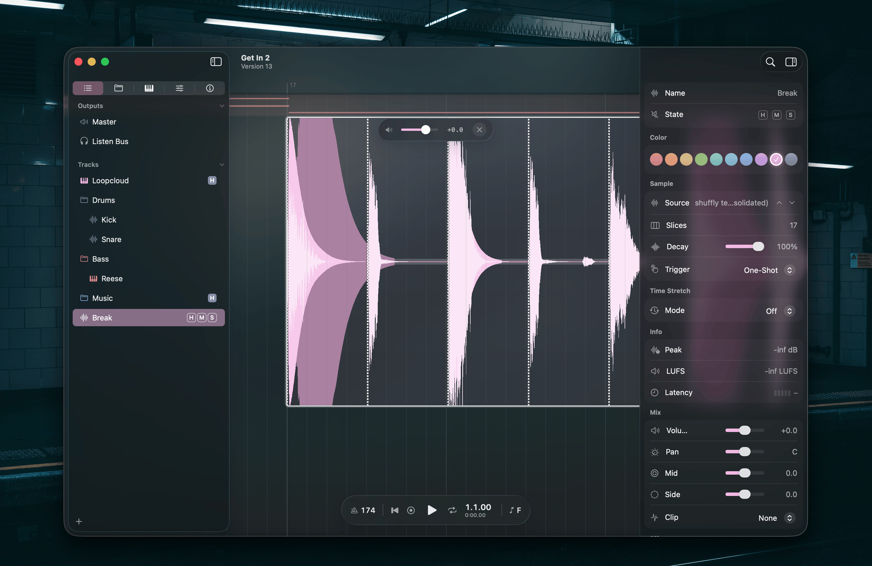 Audio clip in Focus Mode showing the waveform