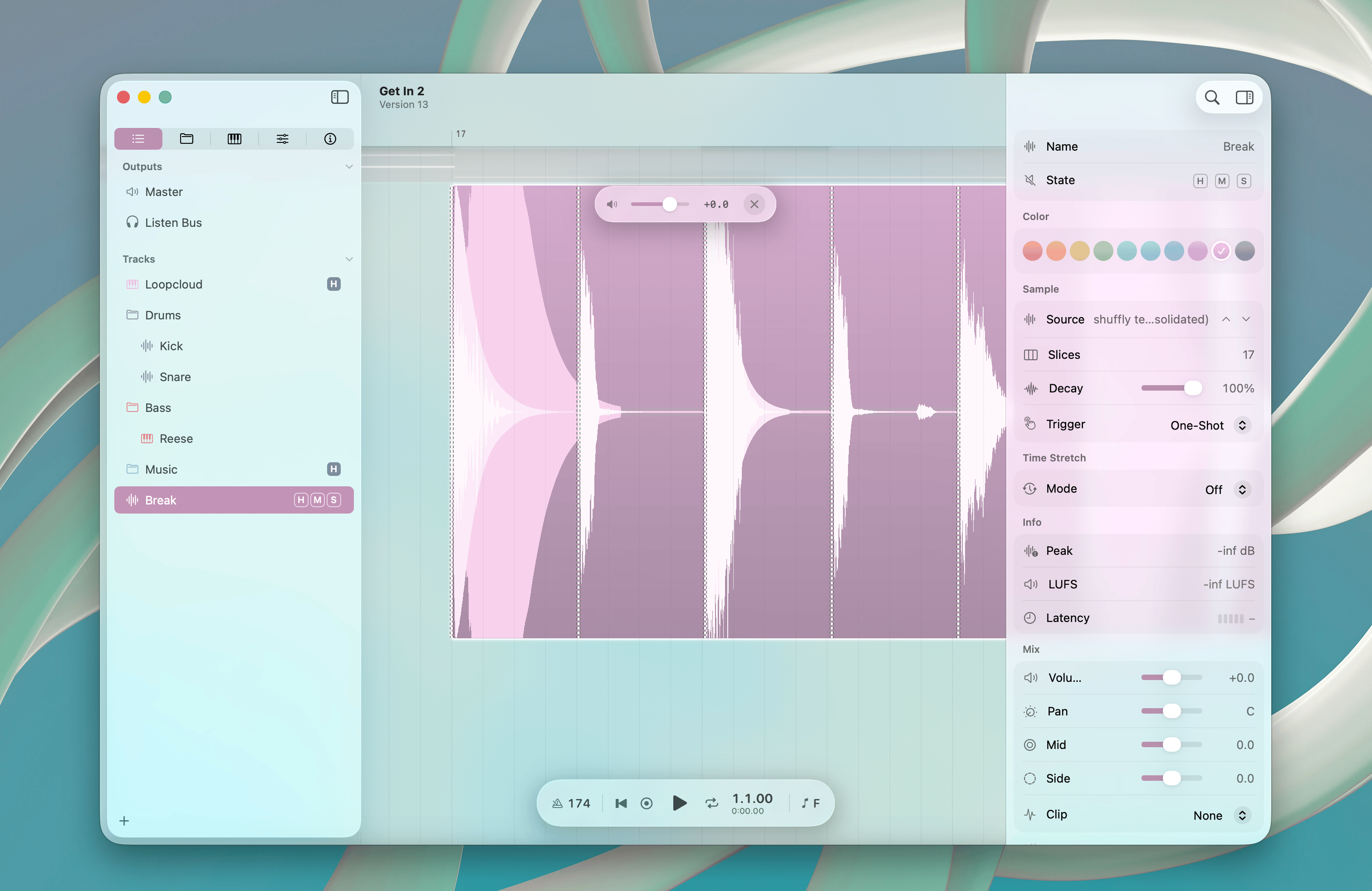 Audio clip in Focus Mode showing the waveform