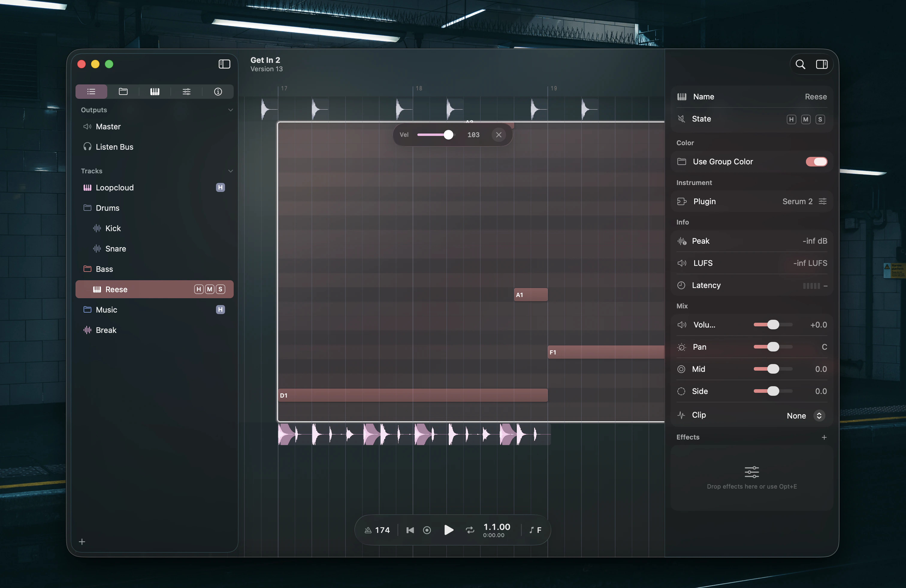 Focus Mode floating bar with the pattern picker on the left