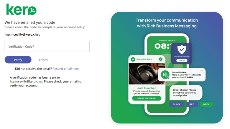 Kero email verification code
