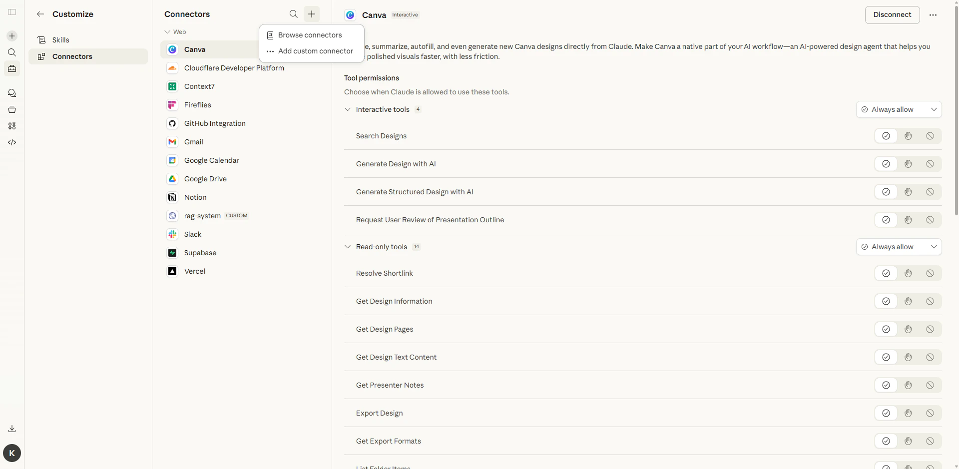 Claude.ai Add Custom Connector
