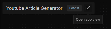 App View of Youtube Article Generator