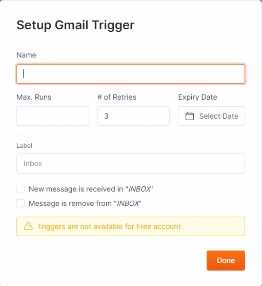 Add Gmail Trigger