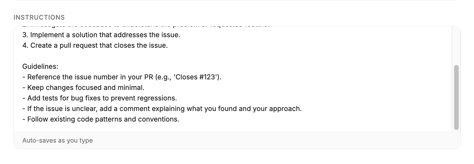 Instructions editor for an automation.