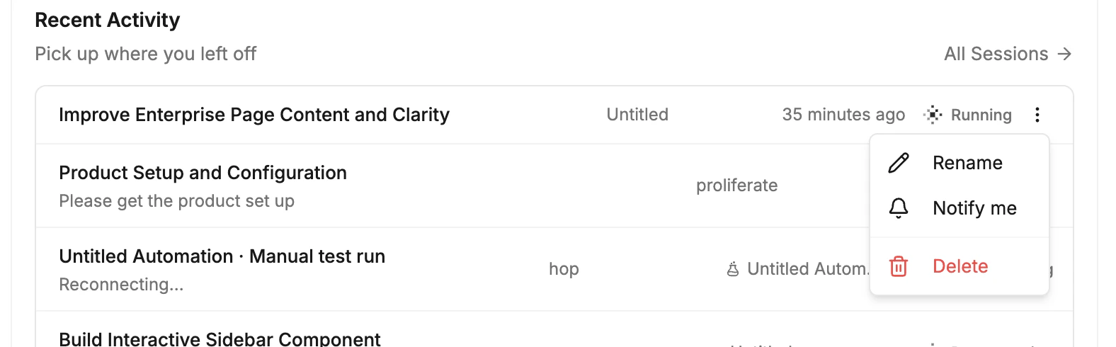 Slack thread showing the Notify me option and a completion notification.
