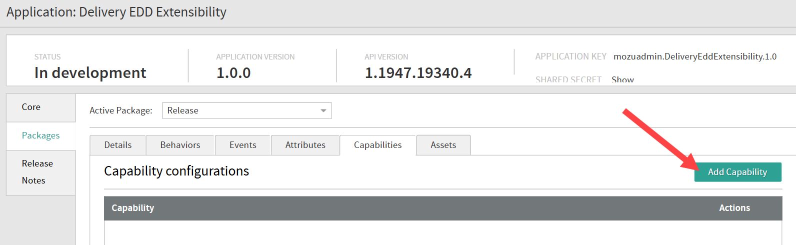 A Delivery Extensibility application with a callout to Add Capability