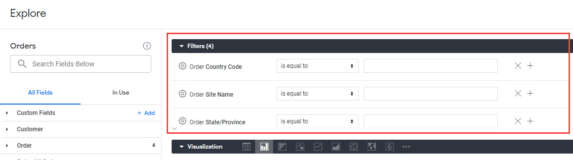 The Explore page with a callout for the expanded Filters section