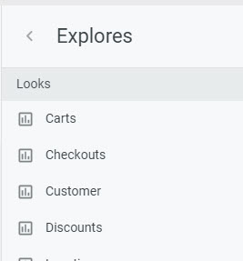 The navigation menu with a list of Explores
