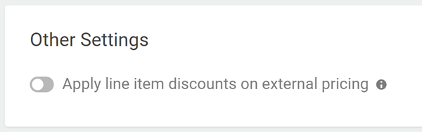 The external pricing toggle under Other Settings