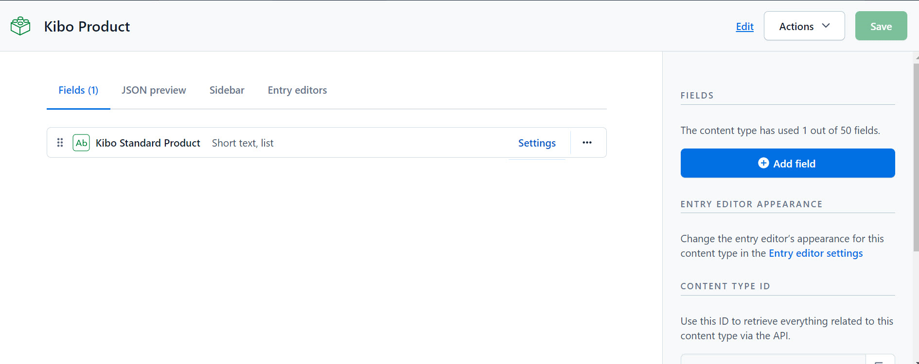 Kibo Product page to access “Additional Settings”