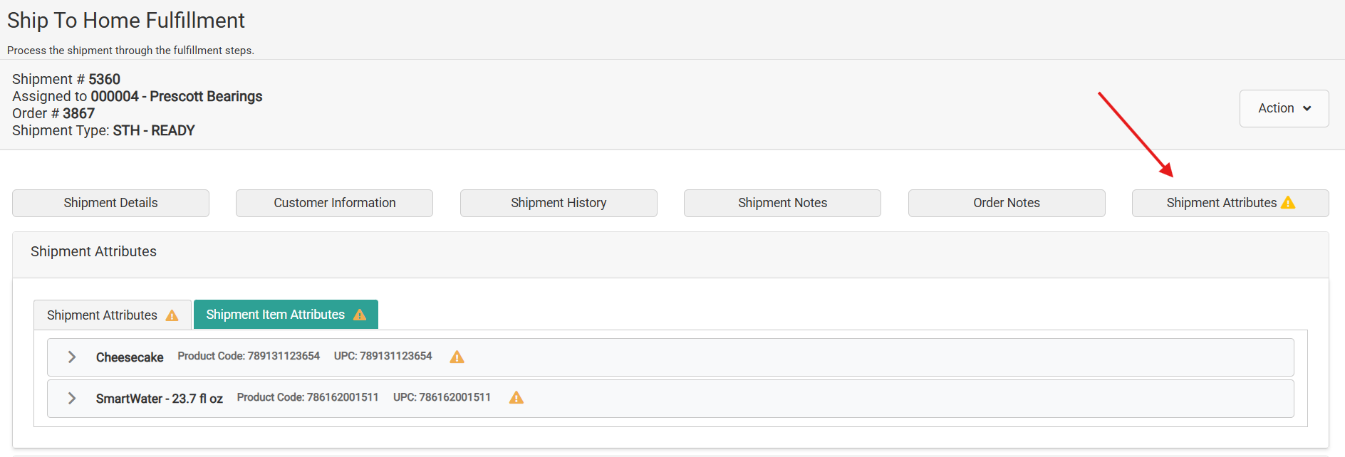 Shipment Attribute Tab FFUI