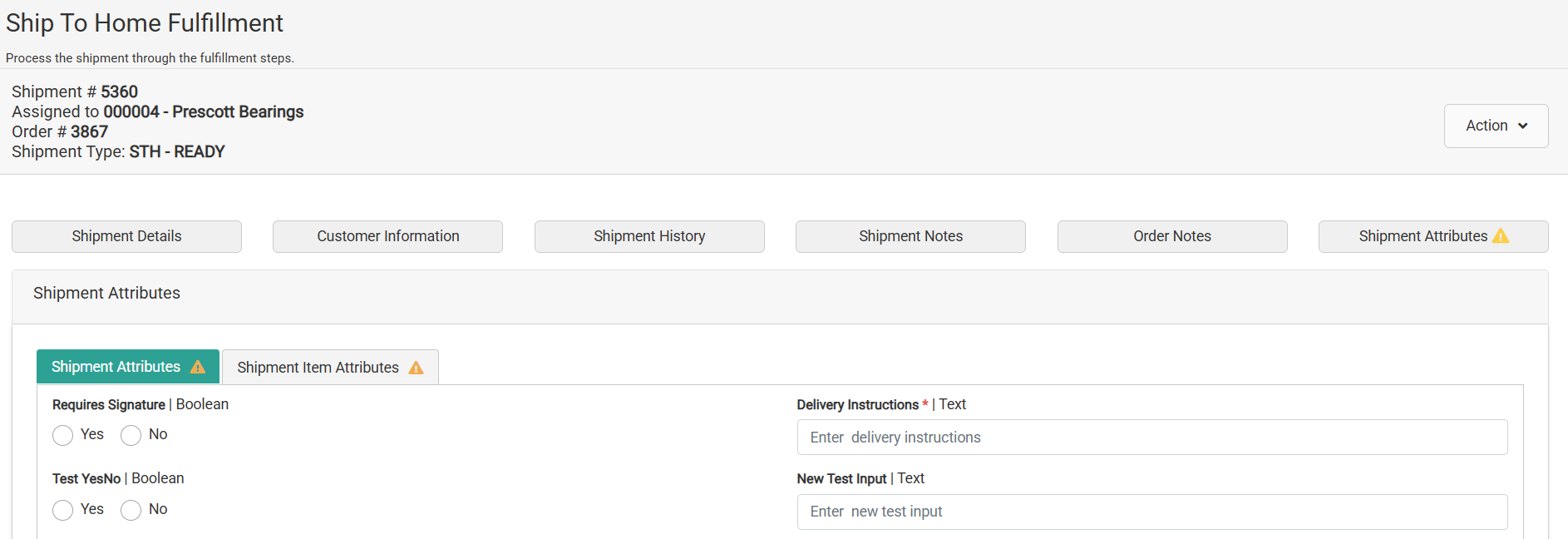 Shipment Level Attributes FFUI