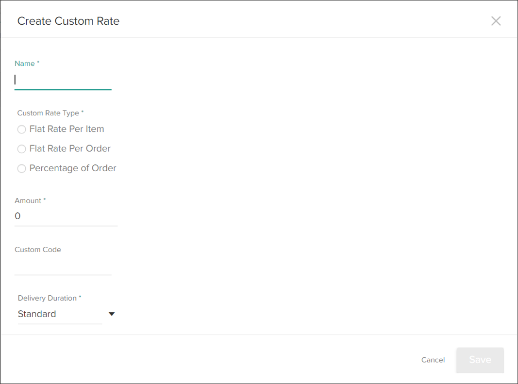 Close-up of the Create Custom Rate module