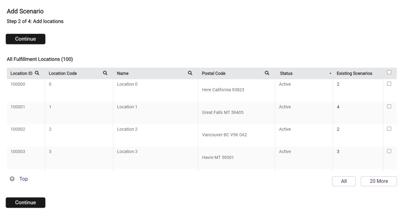The second page of the group creation process where locations are added