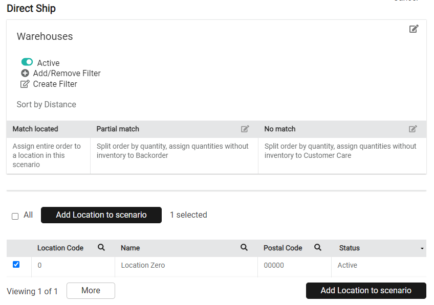 Example of adding locations from the Routes page