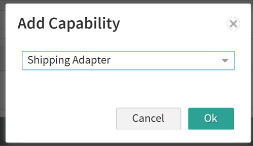 The Add Capability pop-up with Shipping Adapter selected