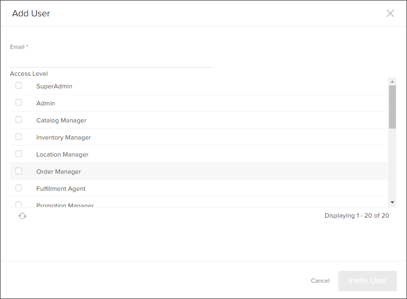 The Add User module where you can select their access role
