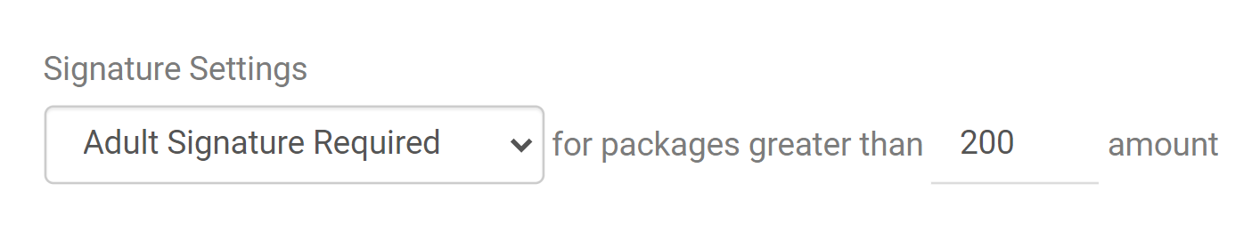 The signature setting in the location group carrier settings