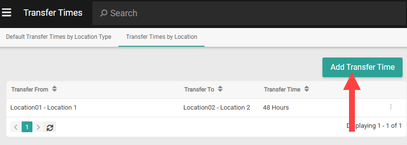 The Transfer Times page for locations