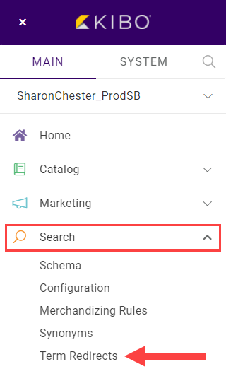 Term redirects sidebar location