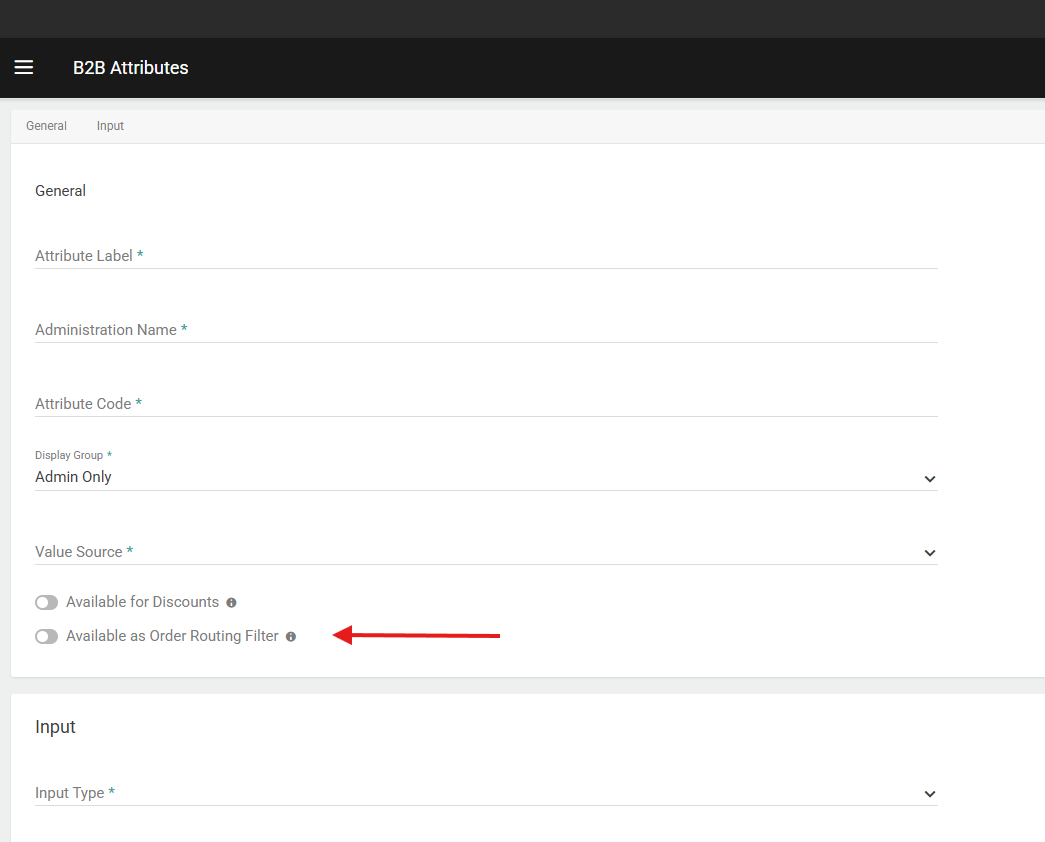 B2B Attributeorderroutingfiltersetting