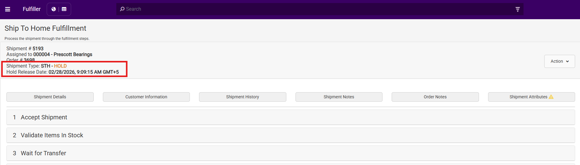 Shipment Hold Statusand Shipment Release Date