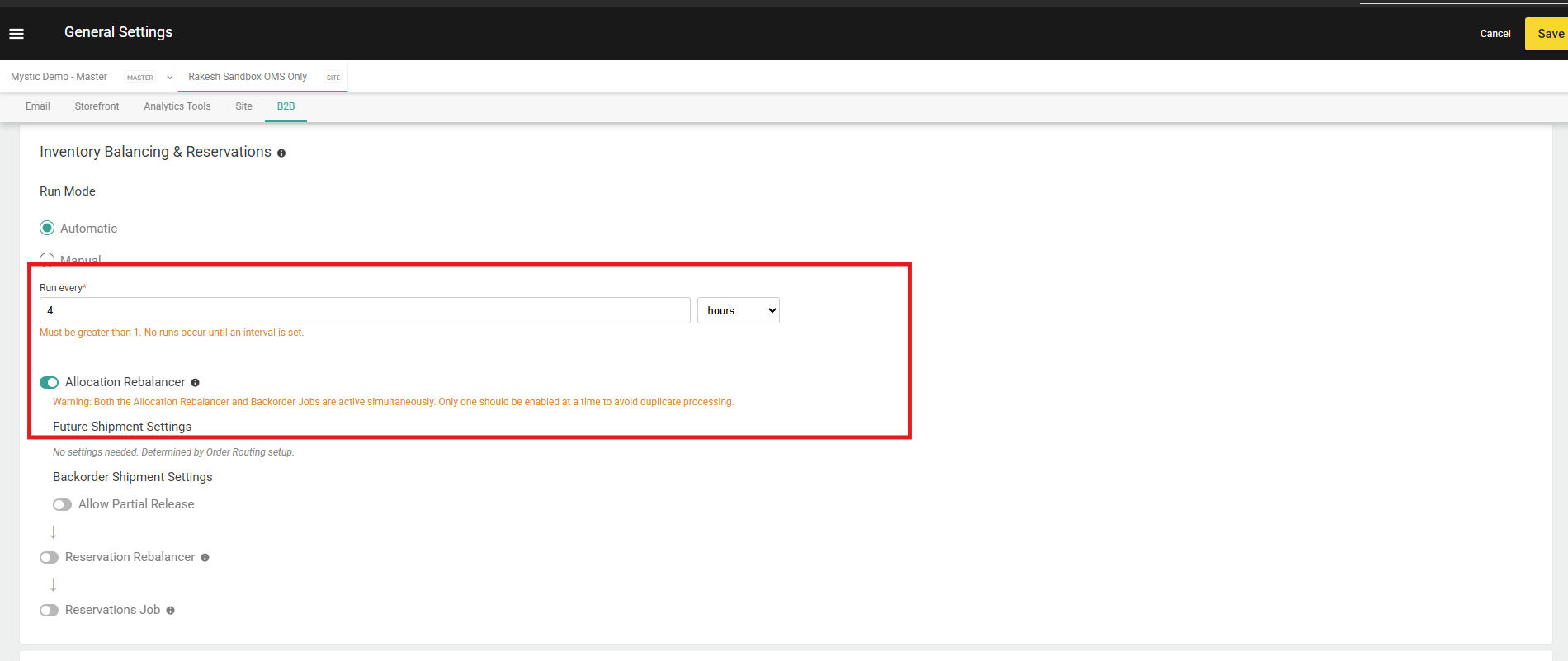 Allocation Rebalancer Site Settings