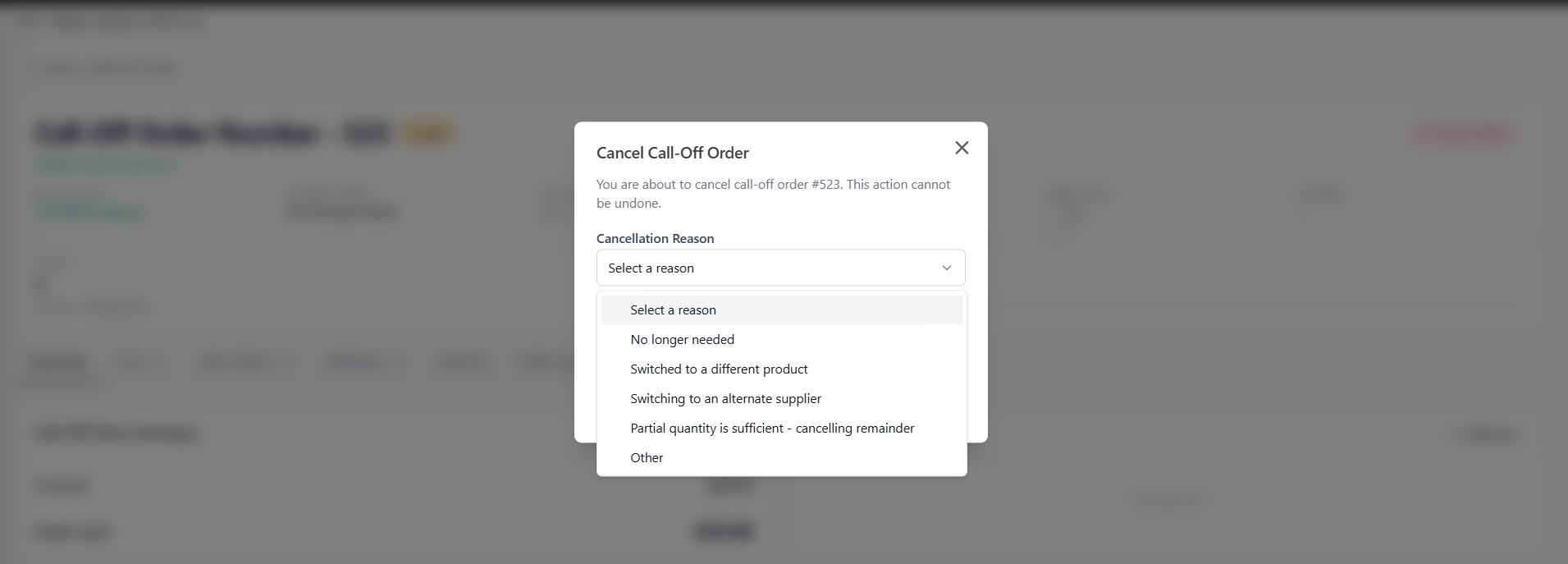 CO Cancellation Reasons