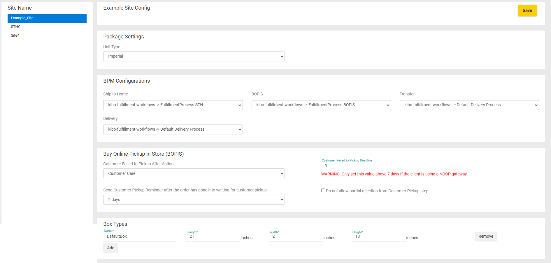 Detailed location group configurations
