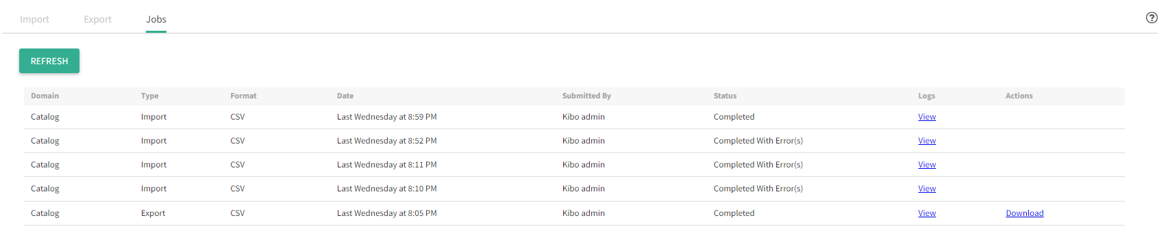 Import and Export Tools - Kibo Documentation