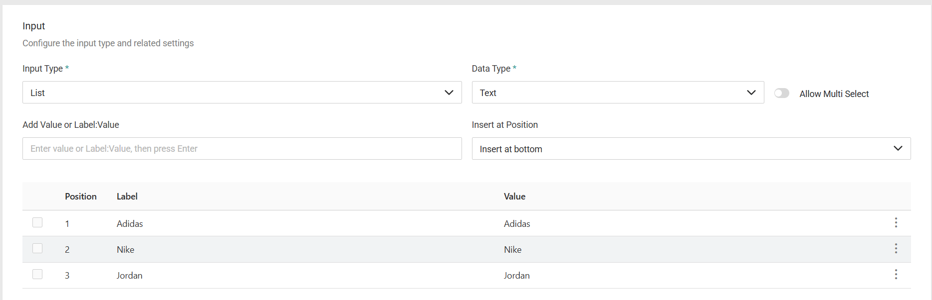 Inventory Attribute Data Type