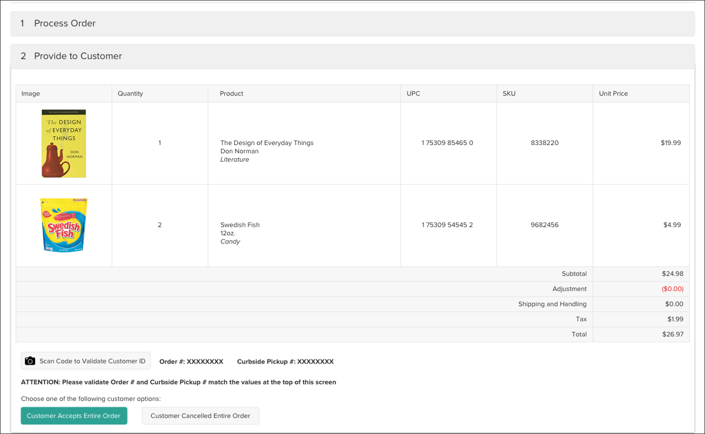 Example of the Provide to Customer step