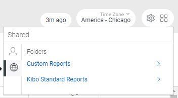 The alternate version of the navigation menu on a custom report page