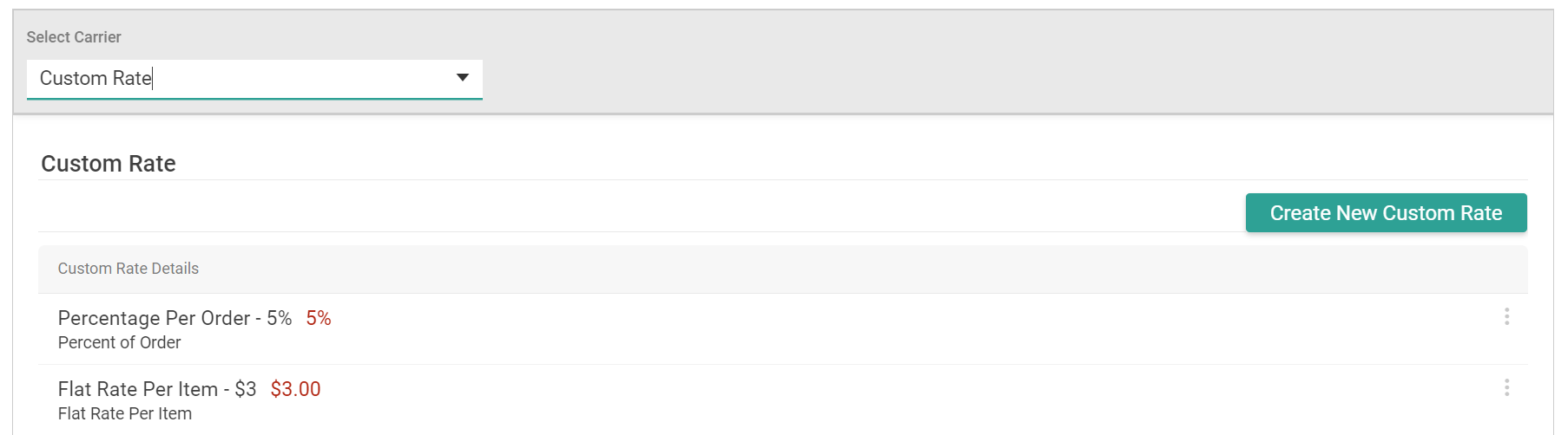 The Custom Rate mode of the carrier module