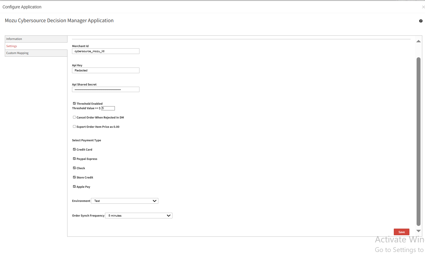 Example application configurations